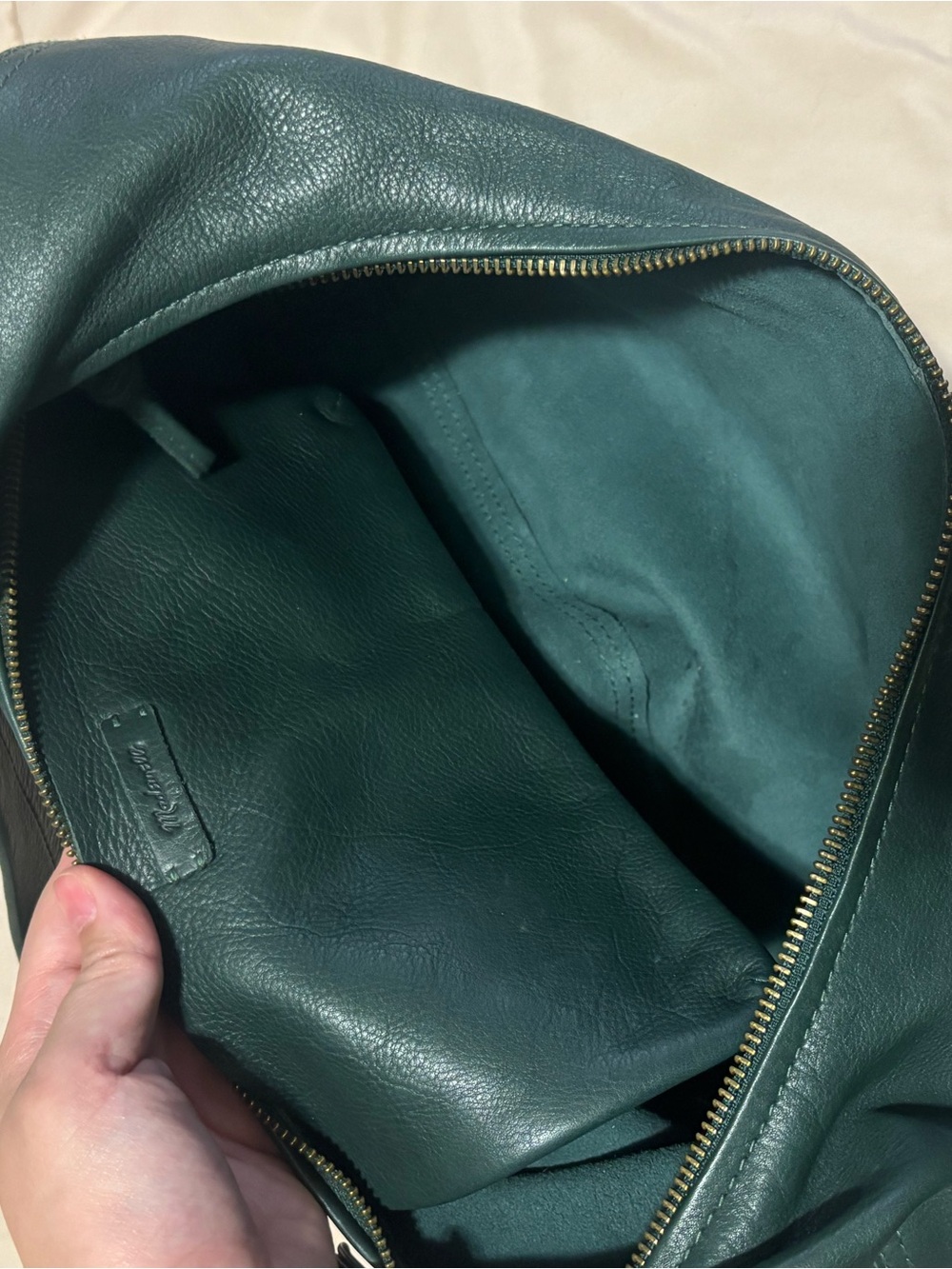 Madewell Curved Leather Hobo in Deep Green - Picture 5 of 7